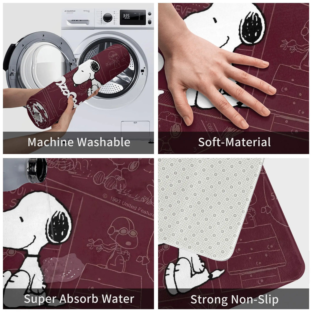Snoopy  Memory Foam Bathroom Rugs Ultra Soft Non-Slip  Carpet Bath Mat Water Absorbent for Kitchen Shower