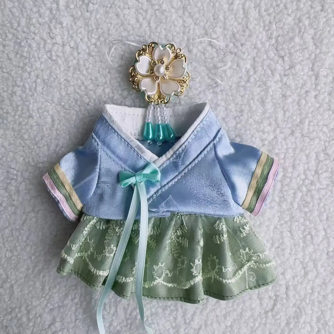 For 15/17cm Labubu Hanbok Dress 1st/2nd/3rd Gen Fit Premium Korean Princess Gown Yanji Style Halloween Costume for Doll Decor