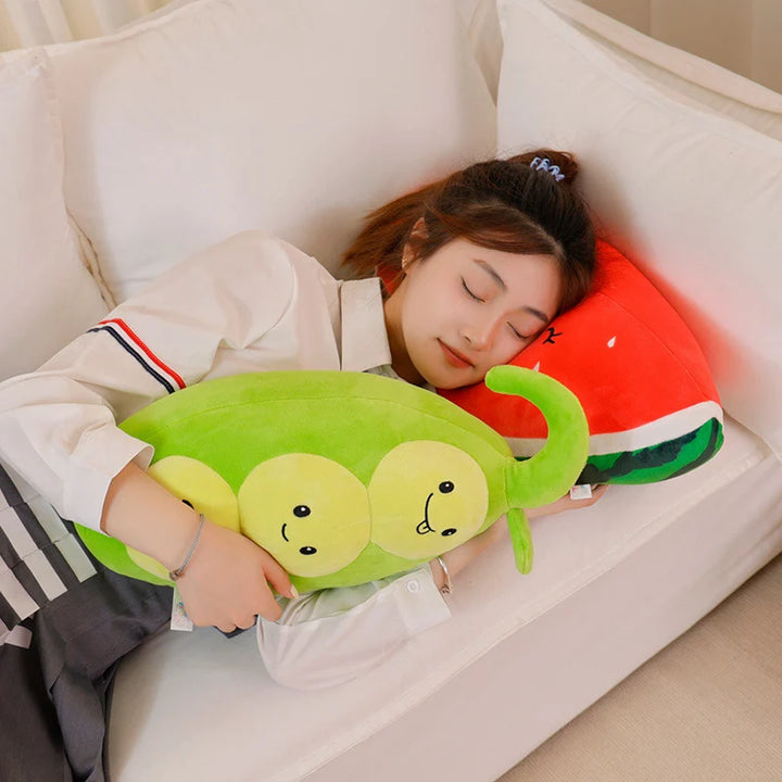 ZU Super Soft Plush Pillow Cute Fruits Kiwi Apple Orange and Vegetables Pea Chili Stuffed Toys Sofa Home Decor Cushion for Girl