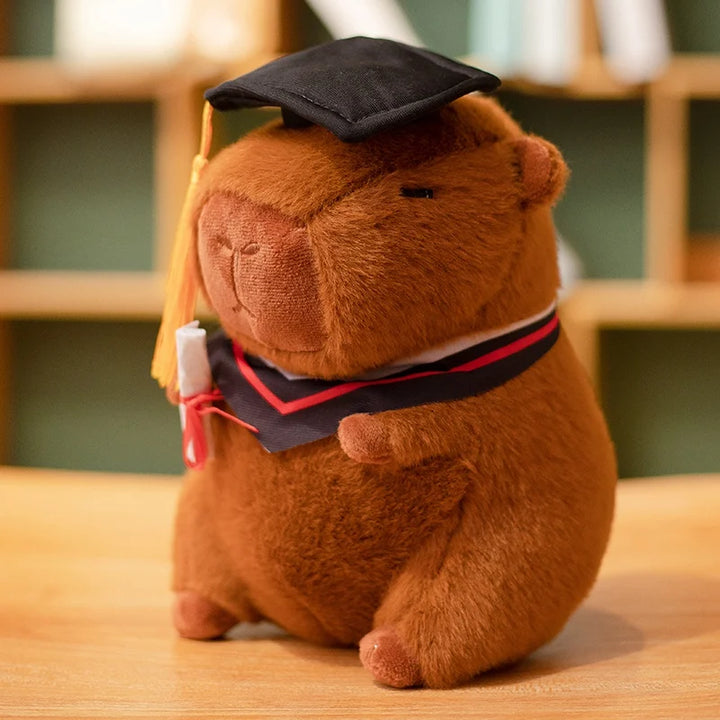 Graduation Capybara Plush Toys Wearing Cap Holding Diploma Stuffed Graduational Capibara Soft Dolls Souvenir Plushie Gifts