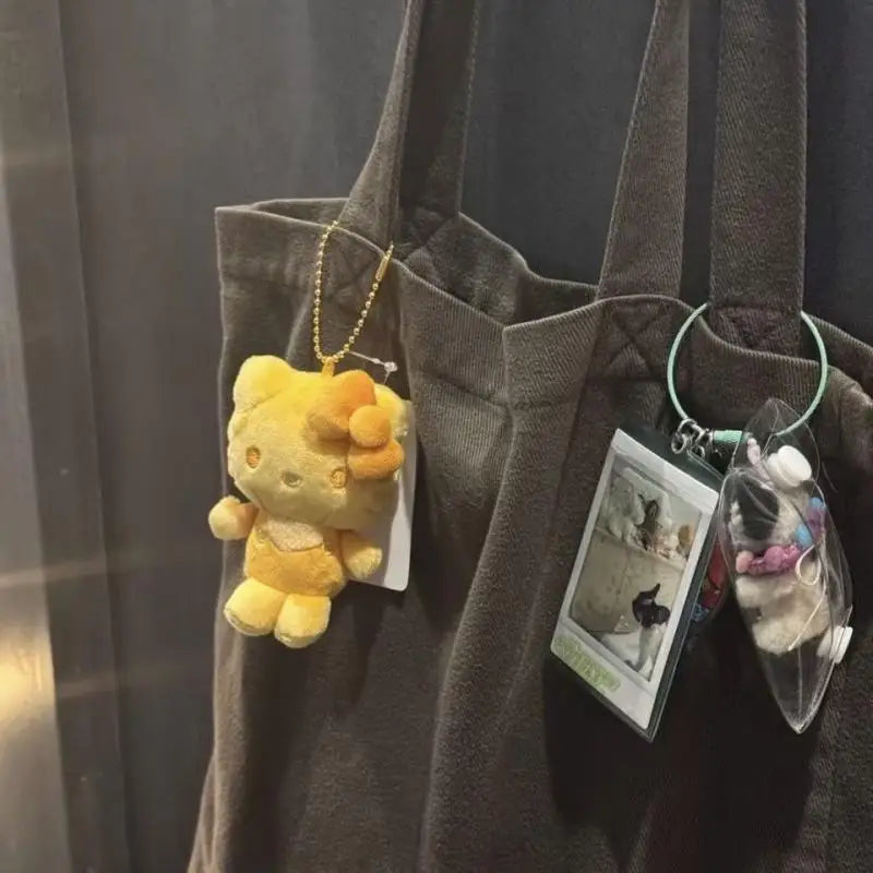 Sanrio Hello Kitty Kawaii Yellow Plush Toys Backpack Pendant Cartoon Decorative Stuffed Keychain Girl Birthday Gift Accessories