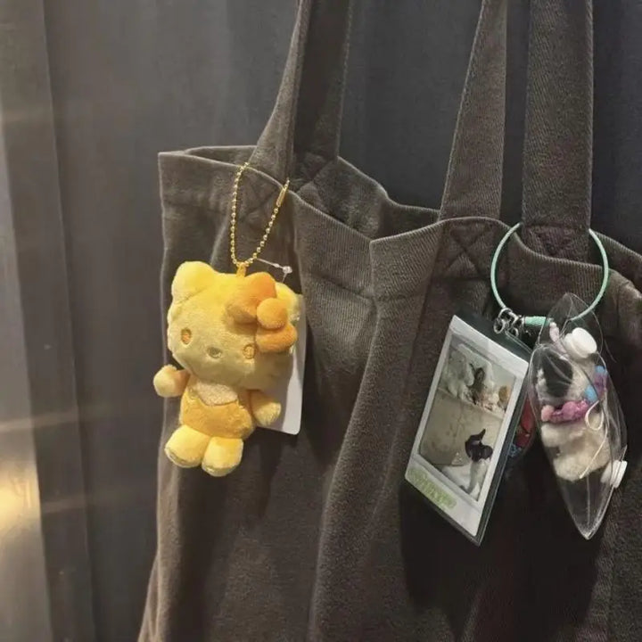 Sanrio Hello Kitty Kawaii Yellow Plush Toys Backpack Pendant Cartoon Decorative Stuffed Keychain Girl Birthday Gift Accessories