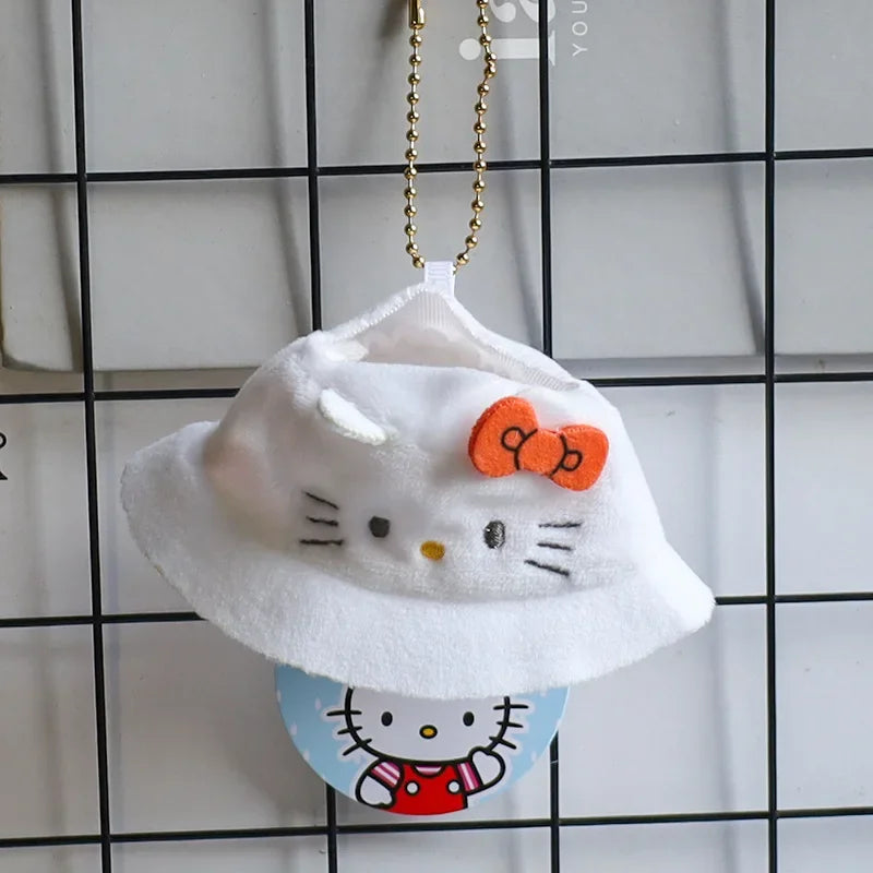 Sanrio Kuromi Doll Hat with KeyChain Labubu Kawaii Hello Kitty Kuromi Cinnamoroll Melody Pendant Cute Labubu doll accessories