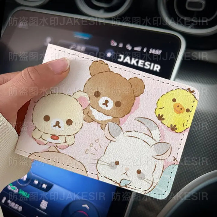 Kawaii Rilakkuma Driver'S License Protective Leather Cover Cartoon Cute Id Card Sleeve Anti Loss Wear-Resistant Girls Gifts