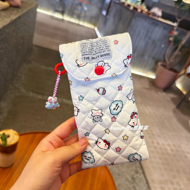 Hello Kitty Glasses Storage Bag Cartoon Inner Lining With Cotton Bag Portable Sunglasses Wrap Dopamine Sunglasses Package