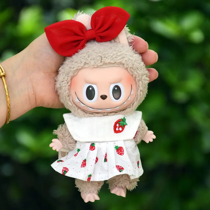 15/17cm Vinyl Plush Doll Clothes Labubu Pendant Lucky Purple Bow Dress Labubu V1/V2/V3 Clothes Accessories
