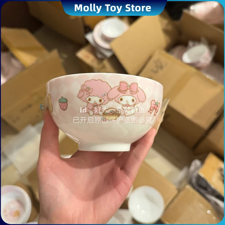 Kawaii Sugarbunnies My Melody Hellokitty Ceramic Ramen Bowl Tableware Salad Bowl Rice Bowl Large Capacity Household Soup Bowl