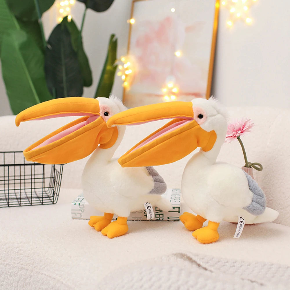 Cartoon Pelican Plush Toys Realistic White Pelican Stuffed Bird Animal Soft Dolls Promotional Cheap Christmas Birthday Gifts