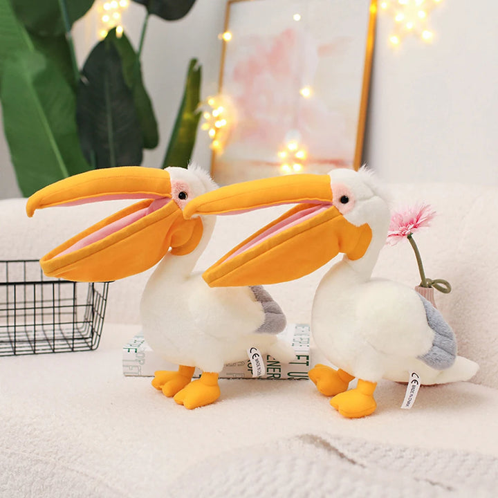 Cartoon Pelican Plush Toys Realistic White Pelican Stuffed Bird Animal Soft Dolls Promotional Cheap Christmas Birthday Gifts