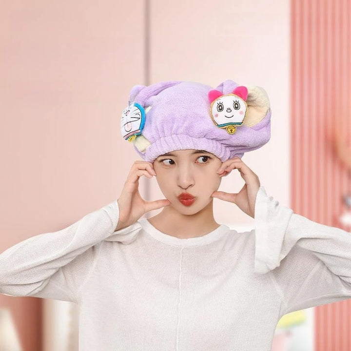 Cartoon Doraemon ‌Hair-drying Cap Water-absorbing Dry Hair Towel Cute Triangle Cap Water-absorbing Quick Dry Hat Christmas Gift