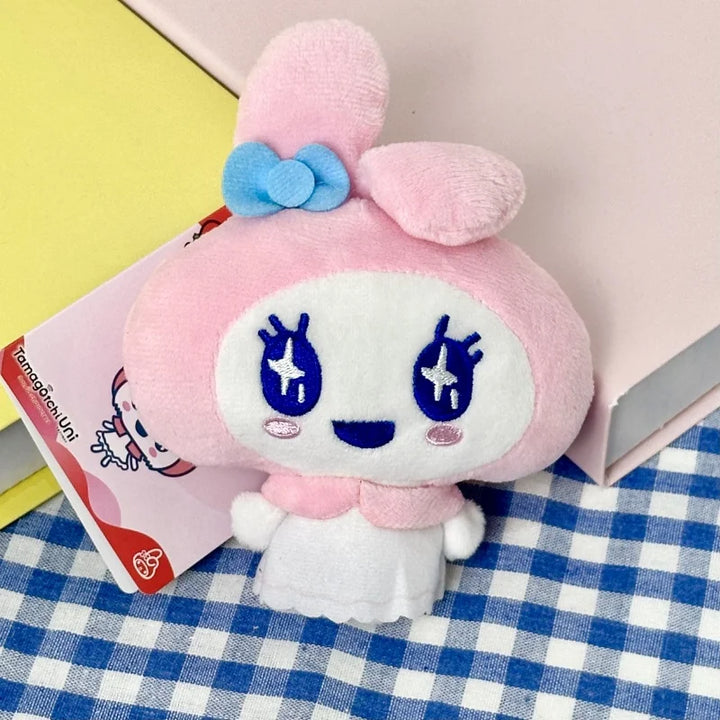 10cm NEW Tamagotchi Plush doll Keychain Kawaii Key Ring Sanrios Memetchi Melody Kuromi  Anime Mimitchi Bag Pendant Toys Gift