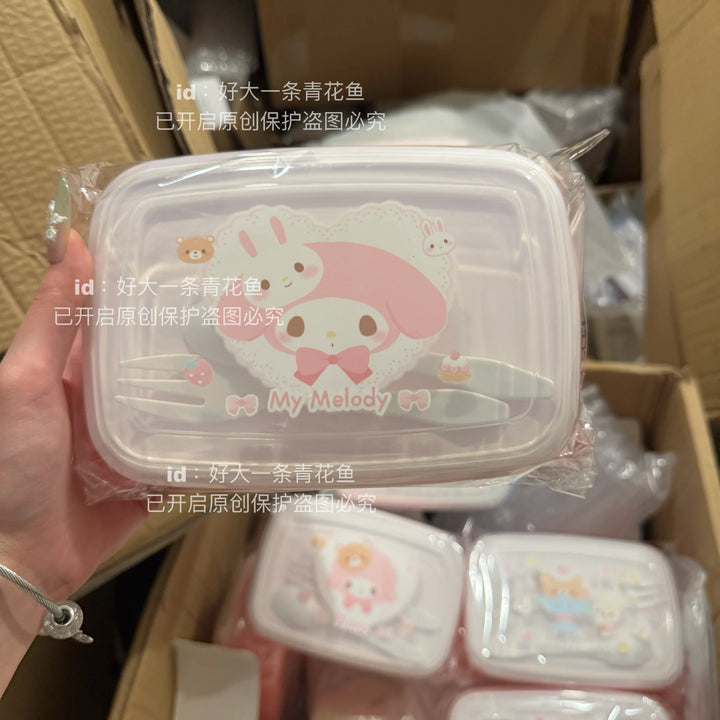 Genuine Sanrio My Melody Lunch Box Cartoon Cute Crisper Lunch Box Portable Fruit Box Student Lunch Box Girls Gifts
