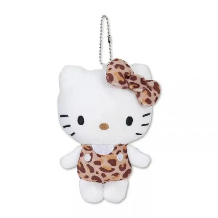 Sanrio Hello Kitty Japanese Cute Cartoon Leopard Pattern Plush Toys Kawaii Keychain Girl Heart Gift Backpack Pendant Accessories