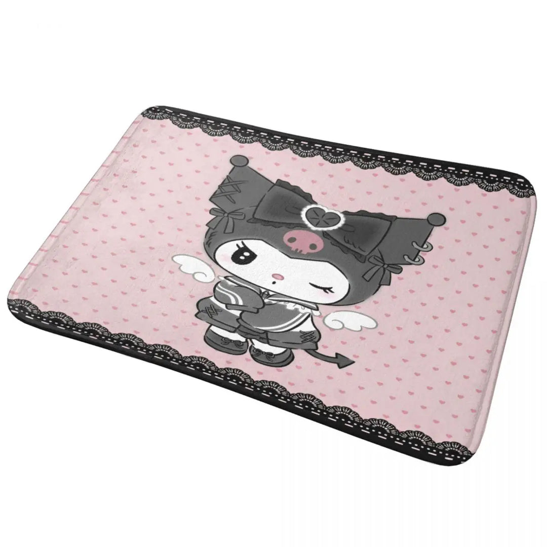 Cartoon Kuromi Bathroom Rugs Mat Quick Dry Bath Rugs Mats Carpet Non-Slip for Shower Tub