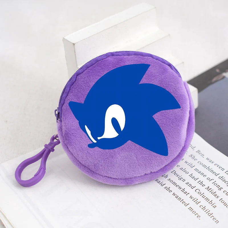 Sonics Plush Coin Zipper Purses Cute Anime Cartoon Printed Storage Bags Round Mini Wallet Anime Keychain Pouch Kid Birthday Gift