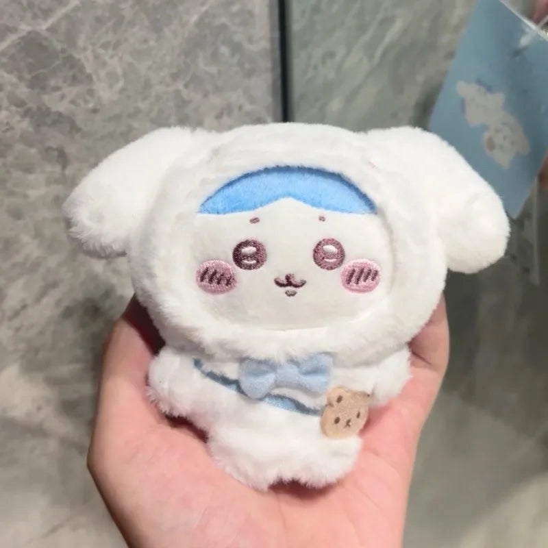 Cute cartoon self deprecating bear Plush Keychain xiaoba  sanrios Hachiware bear Usagi Plush Doll Bag Pendant Decoration Gifts