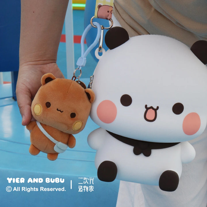 Original Panda Bubu & Yier Silicone Crossbody Bag Leisure Messenger Bag For Couples Mobile Phone Cover Toy Figure Accessory