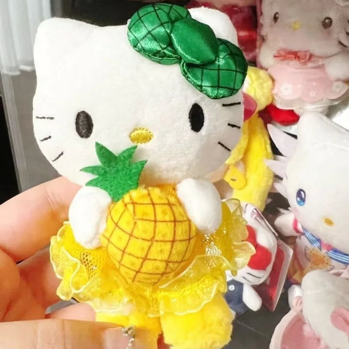 New Cute Hellokittys Plush Toy Doll Bag Pendant summer pineapple skirt series Sanrios backpack charm Kittys Keychain girl Gift