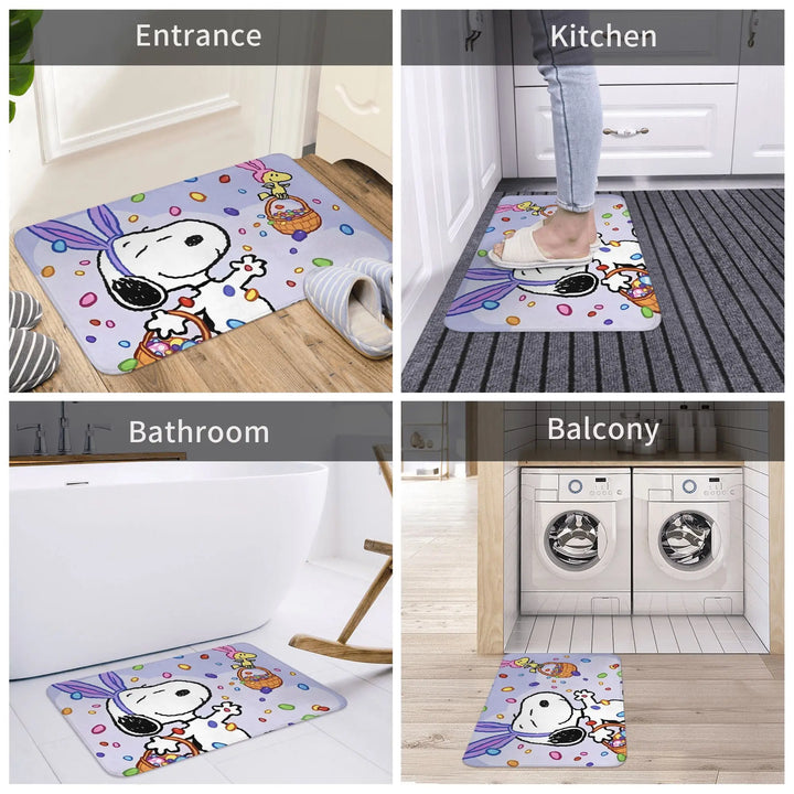 Happy Easter Eggs Snoopy Memory Foam Bathroom Rugs Ultra Soft Non-Slip  Carpet Bath Mat Water Absorbent for Kitchen Shower