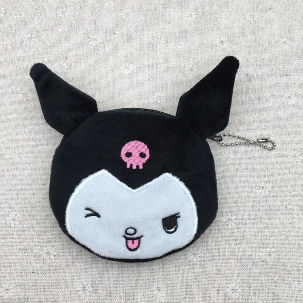 Cute Sanrio Plush Wallet Hello Kitty Kuromi Coin Purse Anime Figure Stitch Bag Accessories Keychain Kid Toys Kawaii Girls Gift