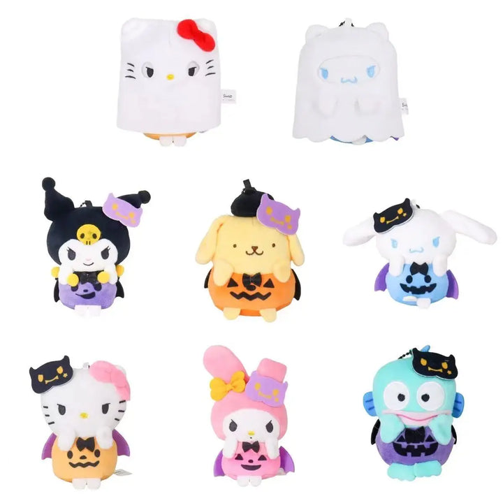 Halloween Sanrio Dress Ghost  Kuromi plush toy keychain Pom Pom Purin Stuffed Toy cartoon Hello Kitty My Melody Bag Accessories