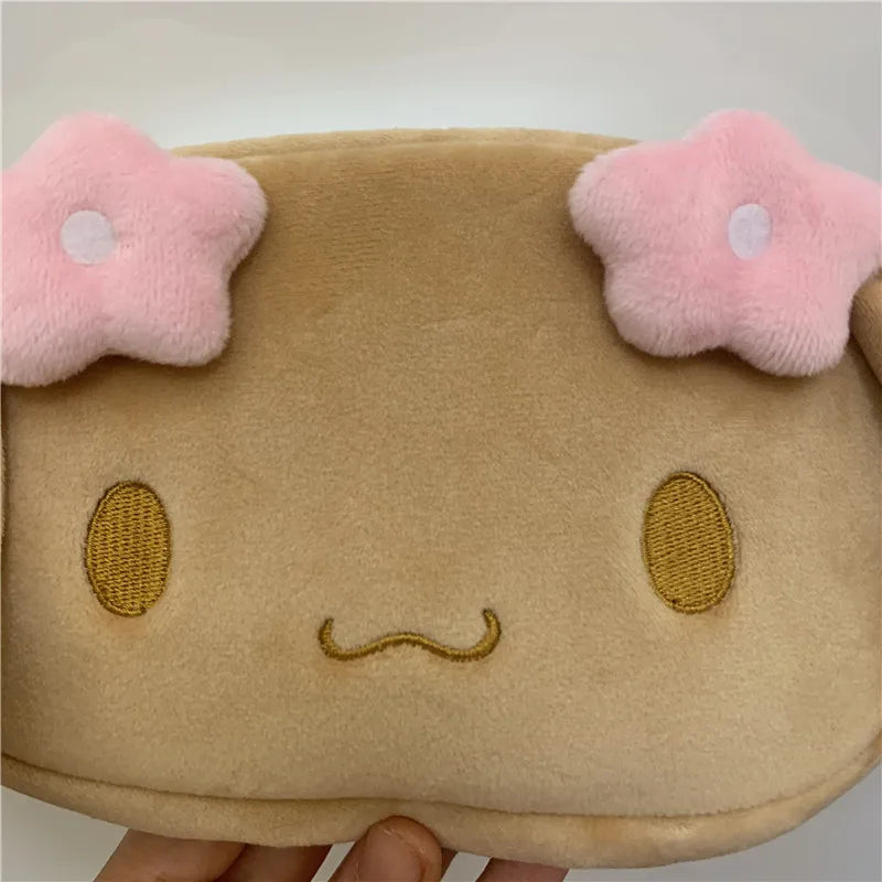 Mocha Dog Plush Makeup Bag Storage Organizer Cute Pencil Case Pouch Cosmetic Toiletry Bag Beauty Case