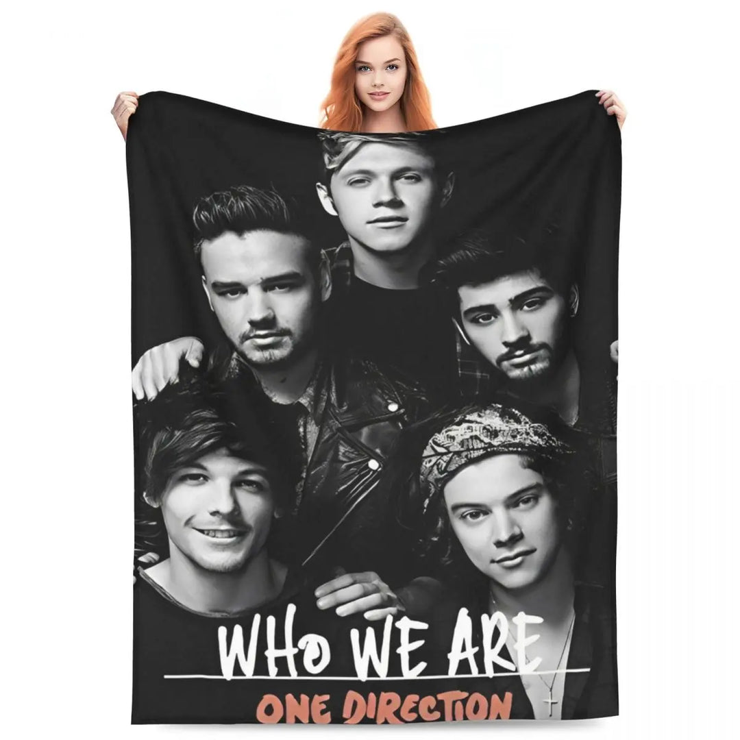 One-Direction Rock 1D Combinatio Blanket Velvet Spring Autumn Breathable Lightweight Throw Blanket for Bed Travel Bedspreads