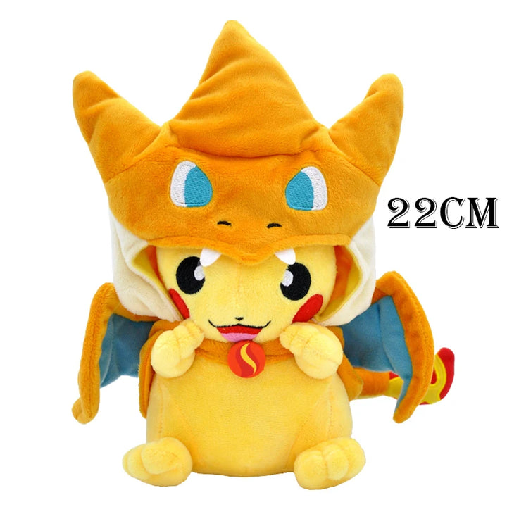 Cos Eevee Pikachu Cosplay Plush Toys Pikachu Peluche Mimikyu Lucario Charizard Garchomp Stuffed Animal Doll Collectible Gift