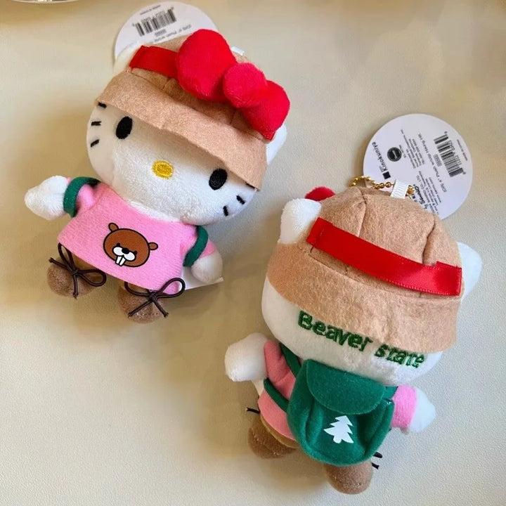 Cartoon sanrio hello kitty plush keychain hiking Outdoor backpack Series kitty doll Bag Accessories Car Key Pendant girl Gift