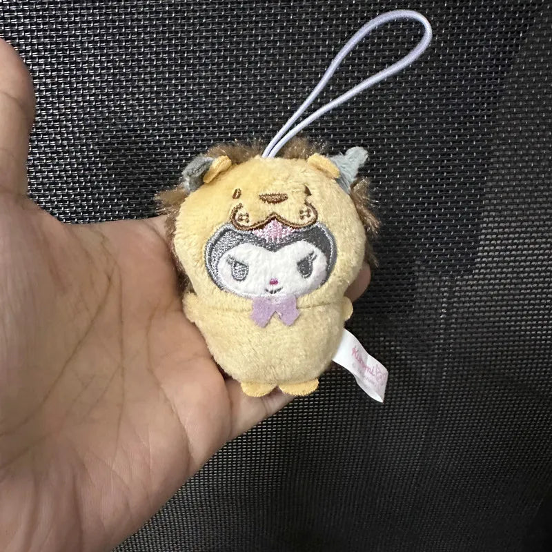 Sanrio Kuromi My Melody Plush Toys Kawaii Cartoon Hangydon Lion Sloth Cross Dressing Keychain Backpack Pendant Decoration Gift