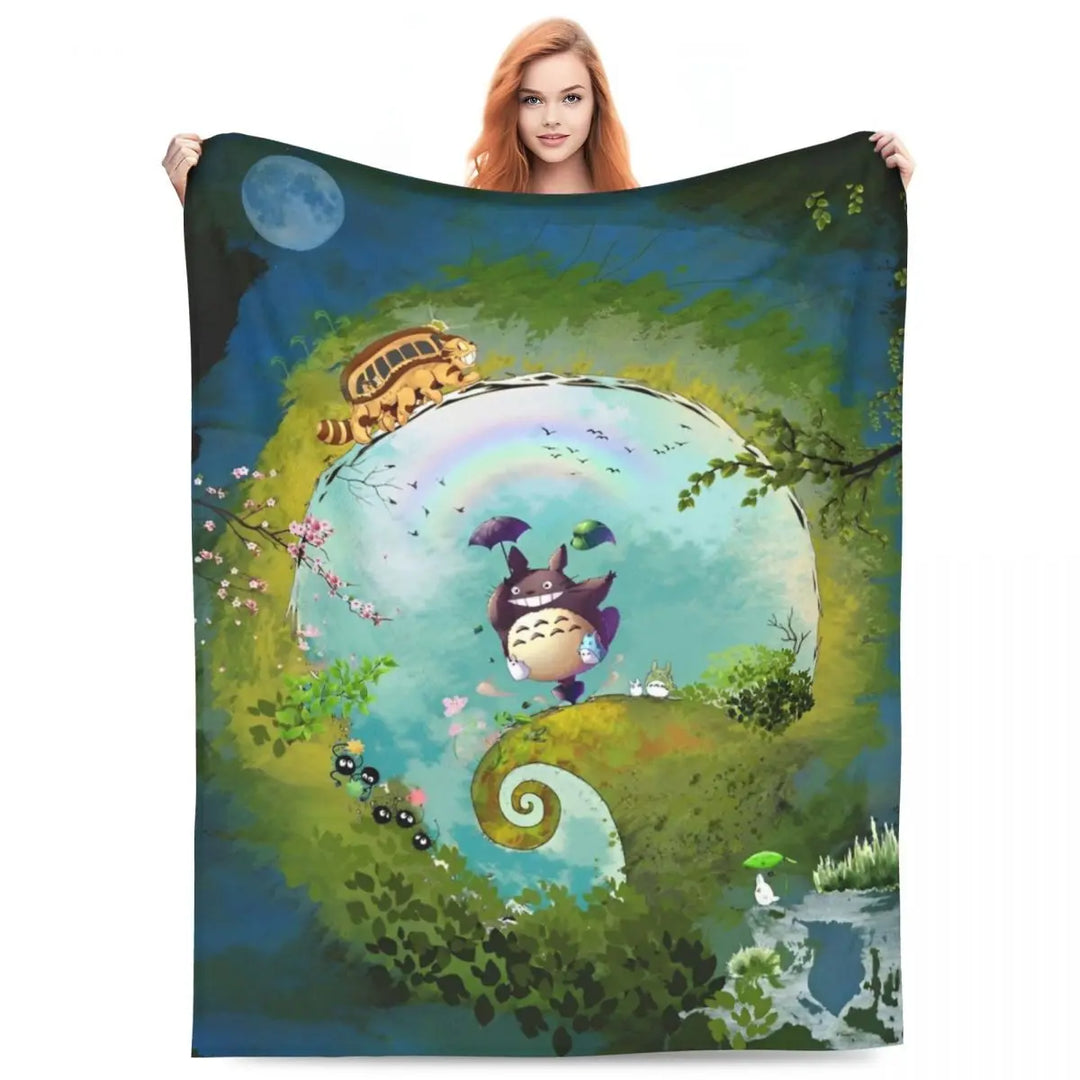Cartoon Funny Cute T-Totoros Blanket Coral Fleece Plush  Soft Throw Blankets for Car Sofa Couch Bed Rug