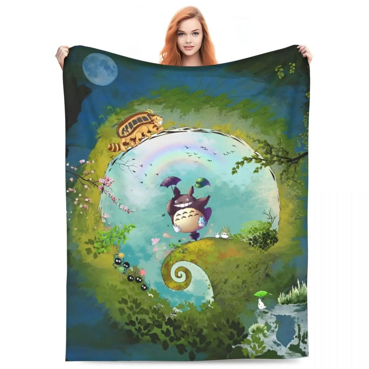 Cartoon Funny Cute T-Totoros Blanket Coral Fleece Plush  Soft Throw Blankets for Car Sofa Couch Bed Rug