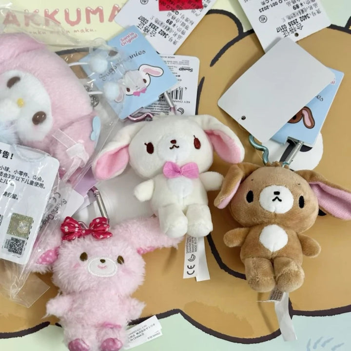 sanrios Sugarbunnies Mascot Plush Keychain Mascot Plush Keychain cute Shirousa Kurousa heart Keyring Bag Pendant Toy Doll gift
