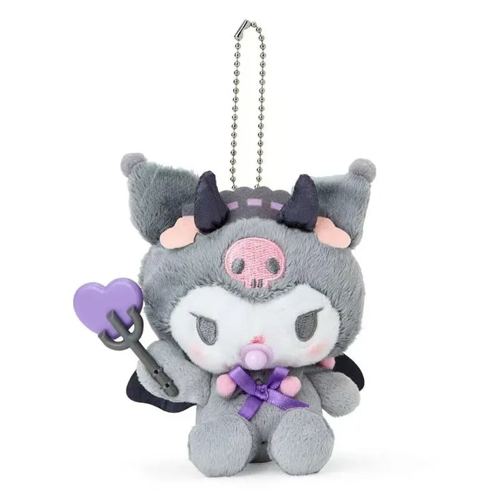 Sanrio Kuromi Hello Kitty Kawaii Cartoon Angel Baby Devil Pacifier Love Stick Keychain My Melody Plush Toy Backpack Pendant Gift