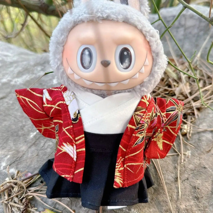 15/17cm Labubu 1st/2nd/3rd Generation Dolls Outfit Sitting Party Labubu Belt & Kimono Plush Doll'S Clothes Accessories