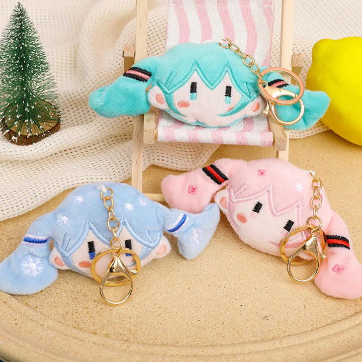 Hatsune Miku Cartoon Plush Doll Keychain Anime Modelling Plush Stuffed Doll Pendant Keychains Bga Decoration Accessories Gifts