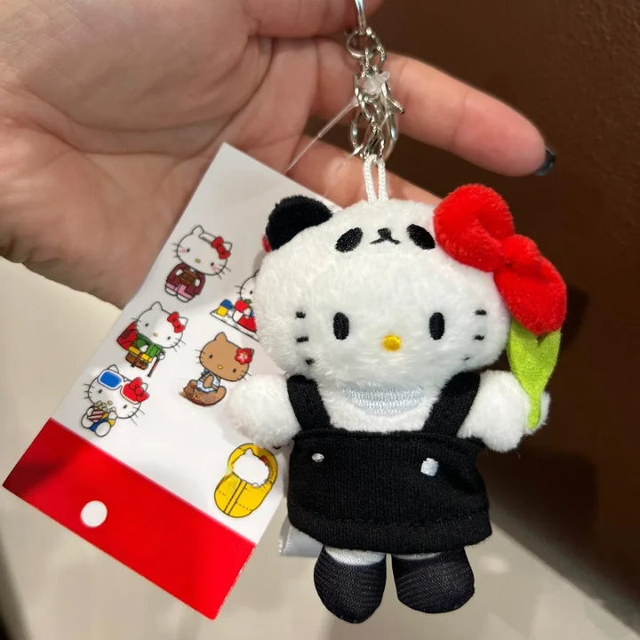 New Cartoon Hellokitty Plush keychain Sanrio plush Bag Pendant black skin Strawberry Sakura White Bear me series Plush Doll Toy