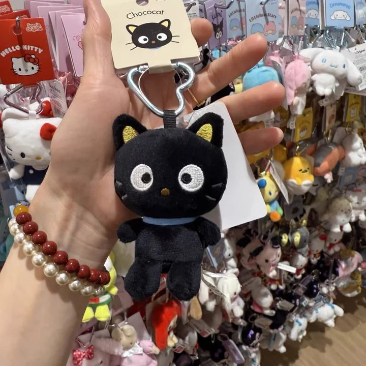 Kawaii Sanrio Chococat Plush Doll Keychain Anime cute Black Cat Bag Accessories heart buckle Chococat Stuffed Animals Small Gift