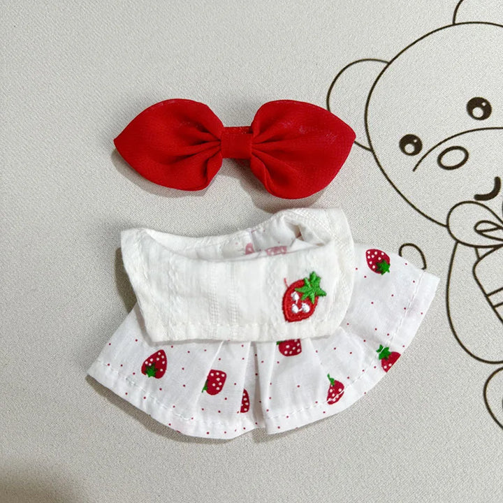 17cm Labubu Idol Dolls Plush Doll'S Strawberry Skirt Cute Clothing Hoodie No Doll Outfit Accessories Korea Kpop Exo Girls Gift