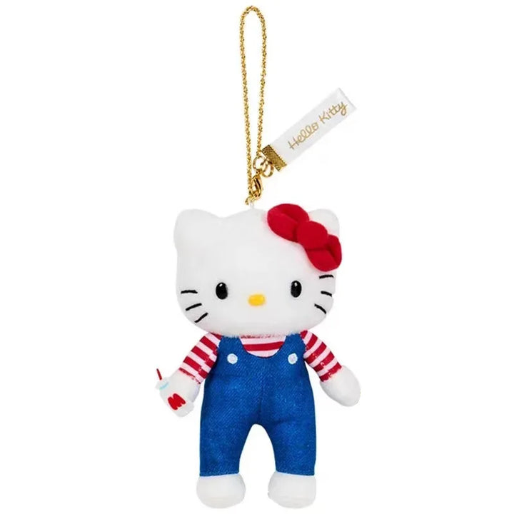 Sanrio Hello Kitty Kawaii Plush Toys Backpack Pendant Cartoon Long Legs Black Skin 50Th Anniversary Keychain Accessories Gifts