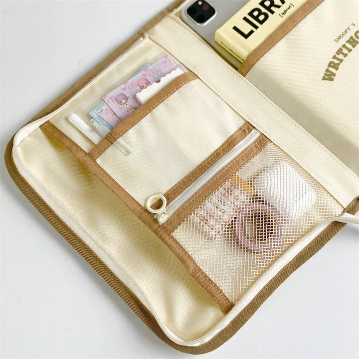 Cute Snoopy Large Capacity Storage Tablet Handbook Miscellaneous Organizer Bag Cartoon Peripheral Gifts for Friends