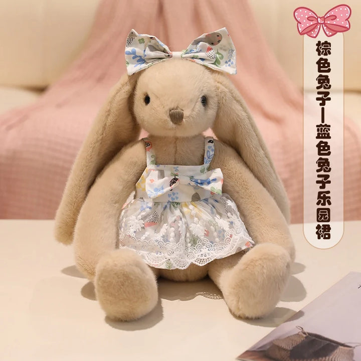 Garden Rabbit Plush Toys In Floral Dresses Princess Bunny Wearing Bows Kawaii Birthday Presents Christmas Gifts For Girl Friend