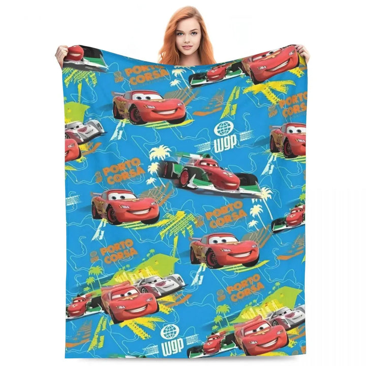 Life Is A Highway Lightning McQueen Flannel Blankets Cars Funny Throw Blankets for Bed Sofa Couch 200x150cm Rug Piece