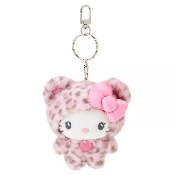 Kawaii Sanrio Cinnamoroll Hello Kitty Leopard Print Kuromi Plush Toys Keychain Backpack Pendant Decoration Girls Birthday Gift