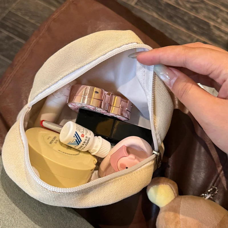 Kawaii Rilakkuma Canvas Storage Bag Cartoon Cute Makeup Bag Zero Wallet Portable Washing Bag Travelling Bag Cute Girl Gifts