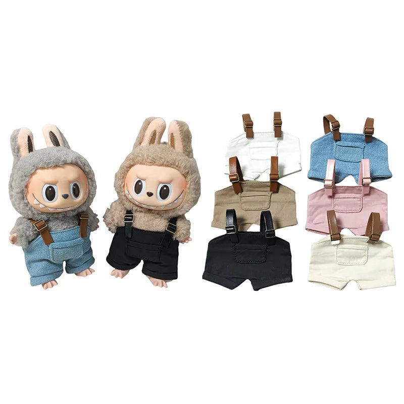 Labubu Doll Clothes Bib Pants Dress Up 15/17cm Plush Doll'S Clothes Sitting Party Clothing Replacement