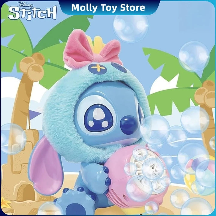 Genuine Lilo & Stitch Bubble Gun Kids Toy Bubbles Machine Automatic Soap Blower With Light Outdoor Games Kid Birthday Gift
