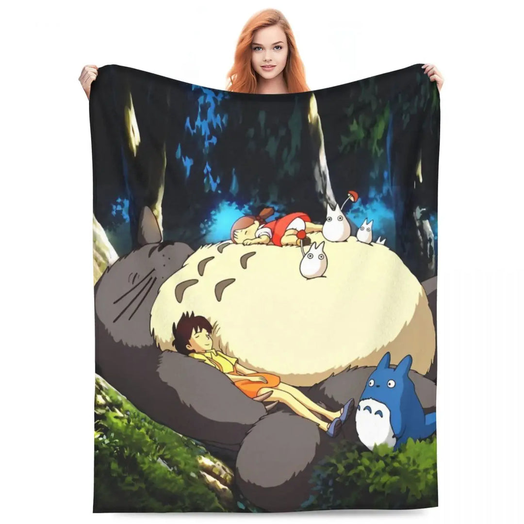 Cartoon Funny Cute T-Totoros Blanket Coral Fleece Plush  Soft Throw Blankets for Car Sofa Couch Bed Rug