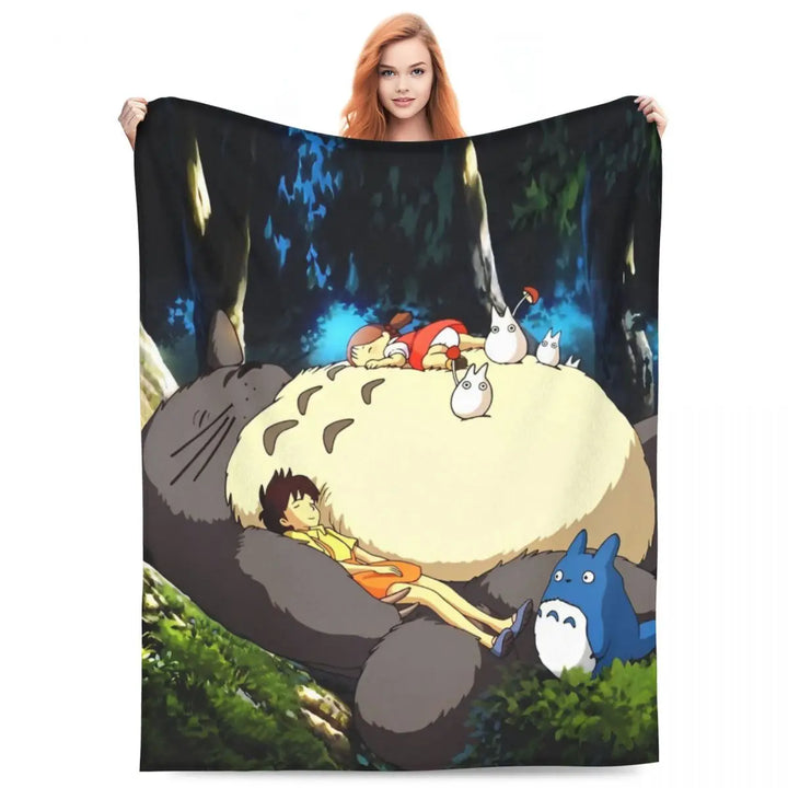 Cartoon Funny Cute T-Totoros Blanket Coral Fleece Plush  Soft Throw Blankets for Car Sofa Couch Bed Rug