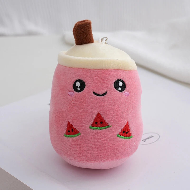 12cm Milk Tea Coffee Cup Toy Stuffed Bubble Tea Fruit Plush Keychain Toys Cute Kawaii Soft Plush Doll Pillow Bag Charm Accessory